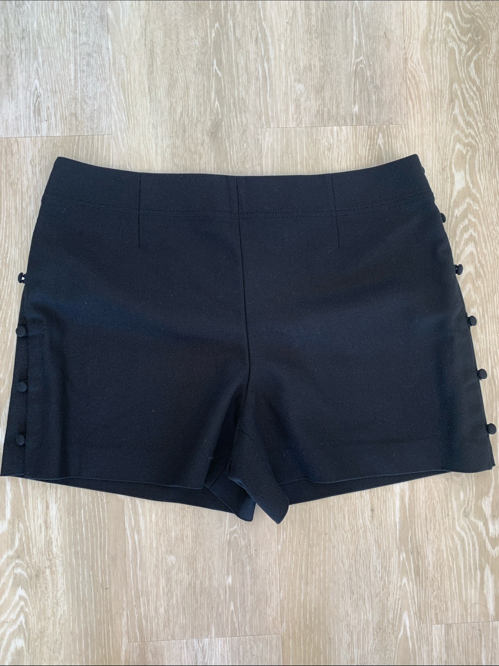 Club Monaco Black High-Rise Side-Button Tailored Shorts